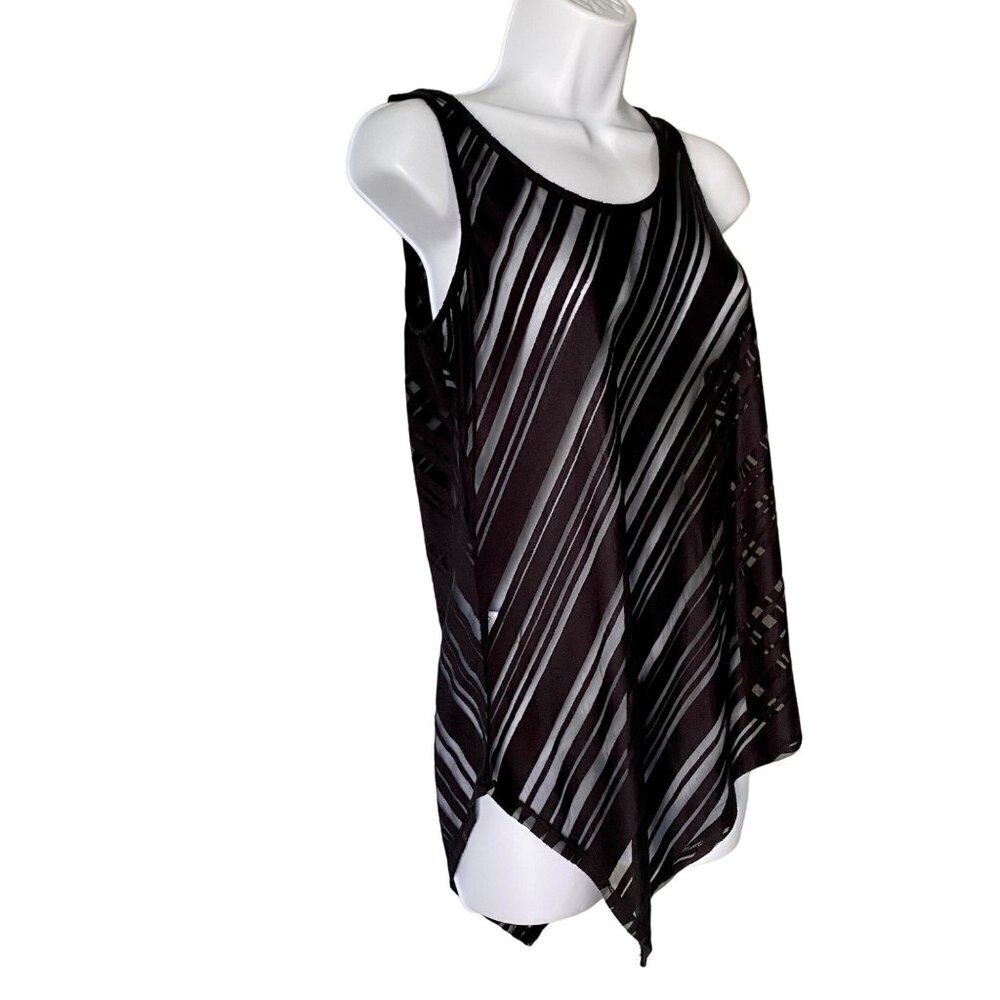 Apt 9 Semi Sheer Black Sleeveless Top Asymmetric Hem Small